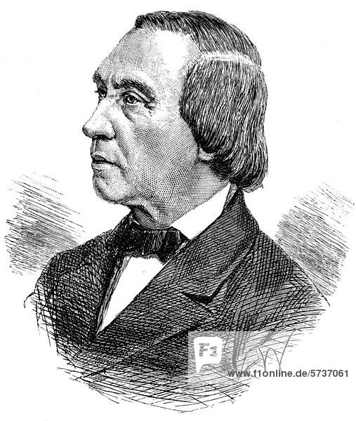 Historische Zeichnung  Portrait von Robert Franz oder Robert Franz Julius Knauth  1815 - 1892  ein deutscher Komponist und Dirigent
