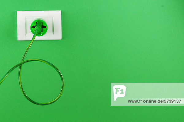 Grüne elektrische Stecker und Buchse