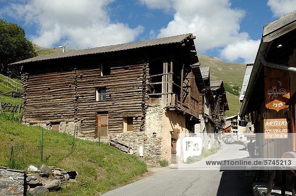 Traditional Wooden Houses at Saint-Véran Queyras Hautes-Alpes French Alps France