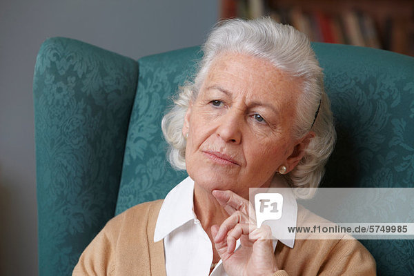 Pensive senior woman  portrait