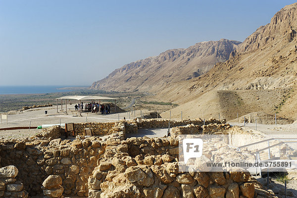 Excavations  ruins of Qumran  West Bank  Israel  Middle East