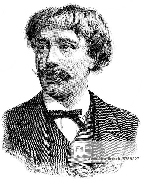 Historische Zeichnung  Portrait von Pablo de Sarasate oder MartÌn MelitÛn Pablo Sarasate y NavascuÈs  1844 - 1908  ein spanischer Geiger und Komponist