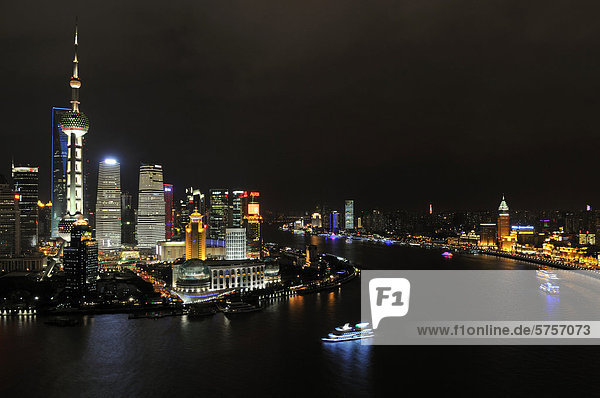 China Huangpu Fluß Asien Oriental Pearl Tower Shanghai