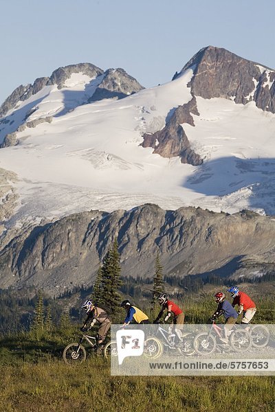 mountain biking in the coast mountains near whistler. British Columbia  Canada.