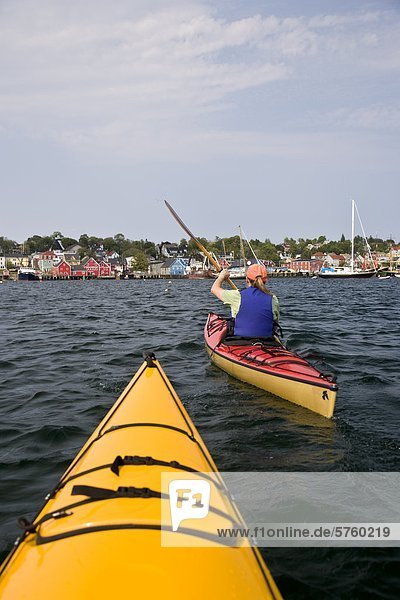 Sea-kayaking in Lunenburg  Nova Scotia  Canada.