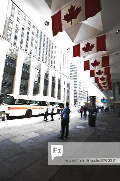 First Canadian Place and Bay Street in financial district of downtown Toronto  Ontario  Canada.