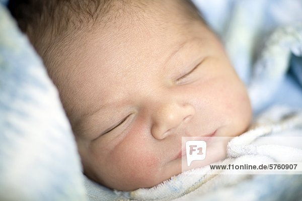 Close-up of 3 day old baby boy sleeping  Montreal  Quebec  Canada