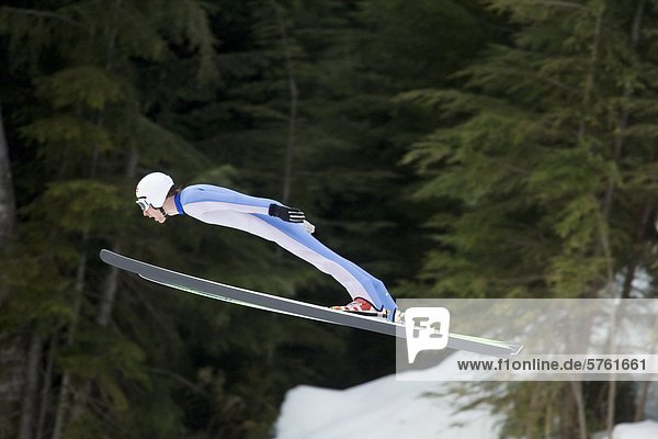 Ski jumper in Whistler  British Columbia  Canada