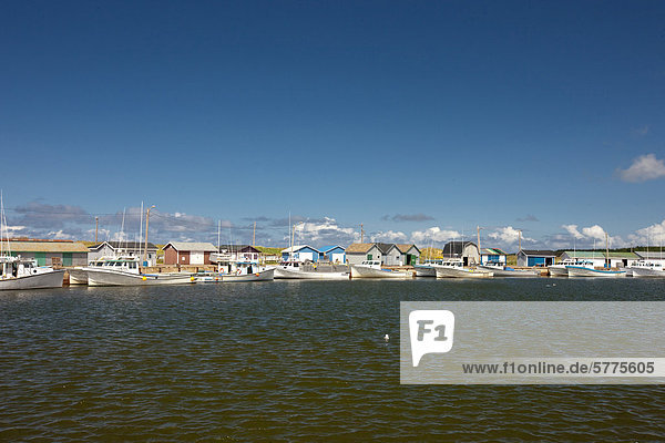 hoch oben Boot angeln Kai binden Kanada Teich Prince Edward Island