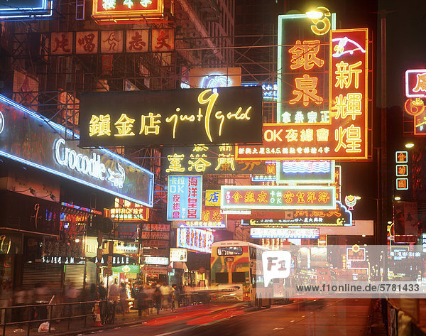 Neon signs abound in Kowloon  Hong Kong  China.