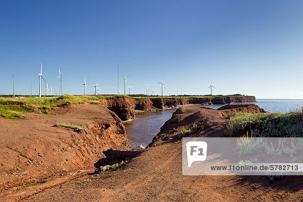 Windturbine Windrad Windräder Prüfung Wind Kanada Nordkapp Prince Edward Island