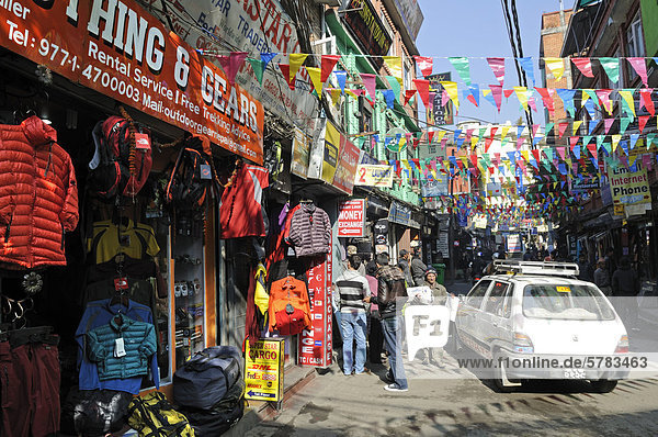 Shops offering mountaineering equipment  plagiarism  Thamel  Kathmandu  Kathmandu Valley  Nepal  Asia