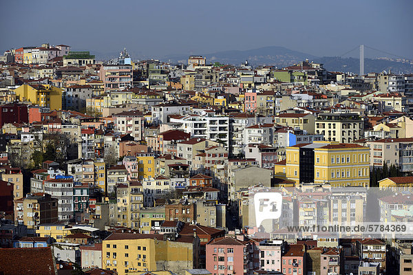 Dach Panorama Europa Ansicht Bosporus Istanbul Türkei