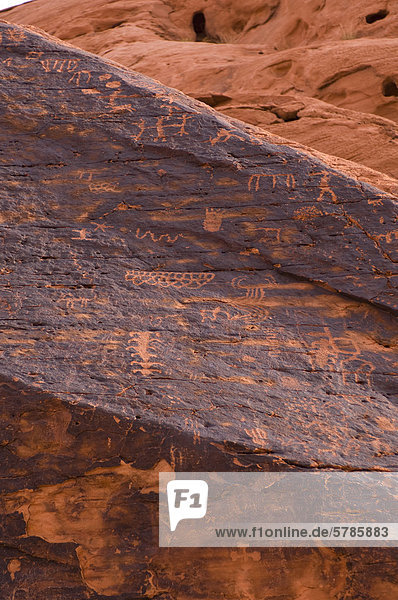 Petroglyphen auf Felswand  Valley of Fire State Park  Nevada  USA