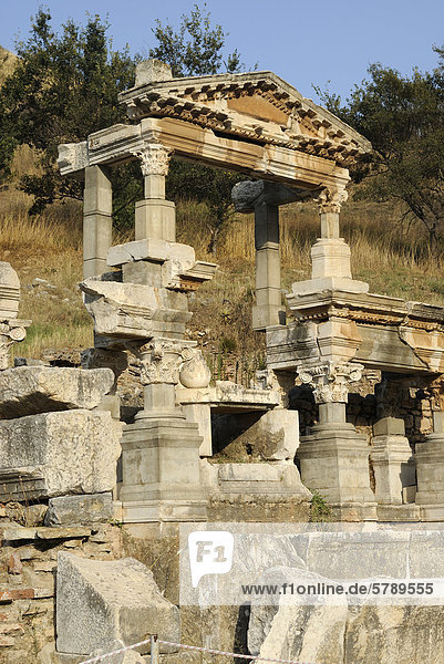 Trajan Fountain at the Curetes Street in the ruins of Ephesos  Turkey