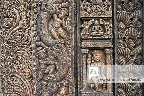 Relief  Ausgrabungsstätte  ehemaliges buddhistisches Kloster  Udayagiri oder Udaigiri  Orissa  Ostindien  Indien  Asien