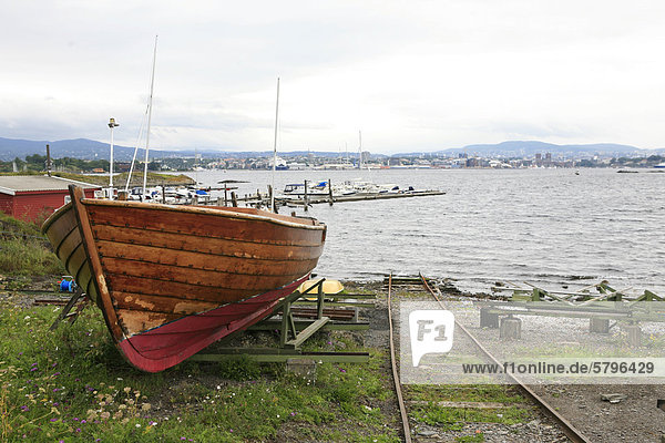 Boot vor Oslo  Norwegen  Europa