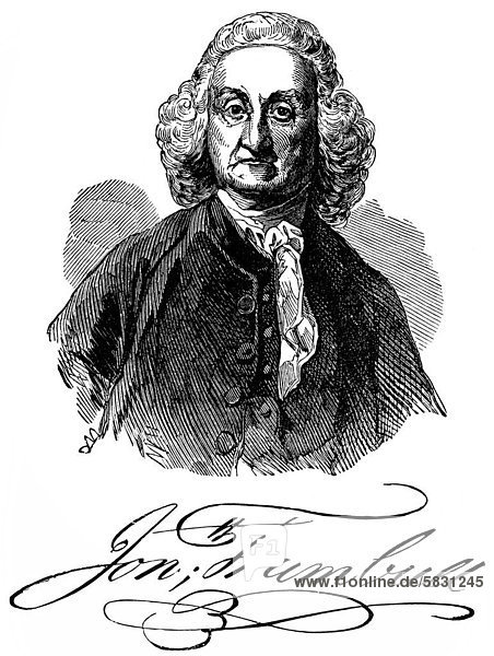 Historische Zeichnung aus der US-amerikanischen Geschichte im 18. Jahrhundert  Portrait von Jonathan Trumbull sr.  oder Jonathan Trumble  1710 - 1785  ein US-amerikanischer Politiker