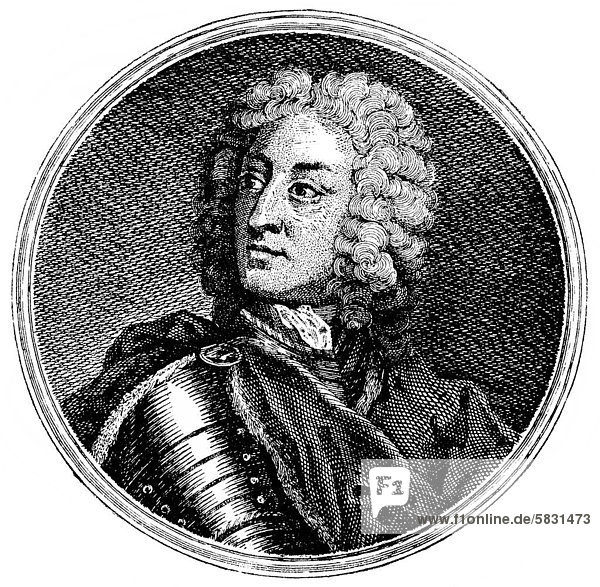 Historical drawing from the U.S. history of the 18th century  portrait of James Edward Oglethorpe  1696 - 1785  a British general and philanthropist  founder of the colony of Georgia