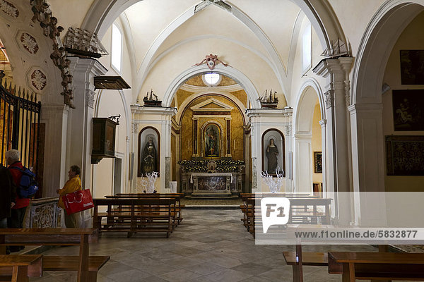 Interior of Santa Maria del Soccorso Church  Forio  historic centre  Ischia Island  Campania  South Italy  Europe