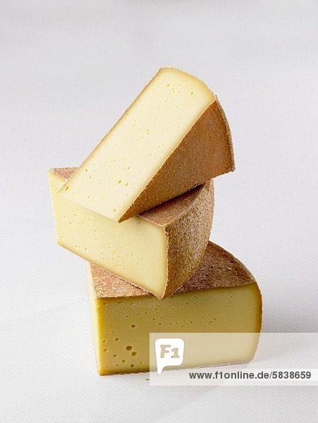 Three slices of mountain cheese
