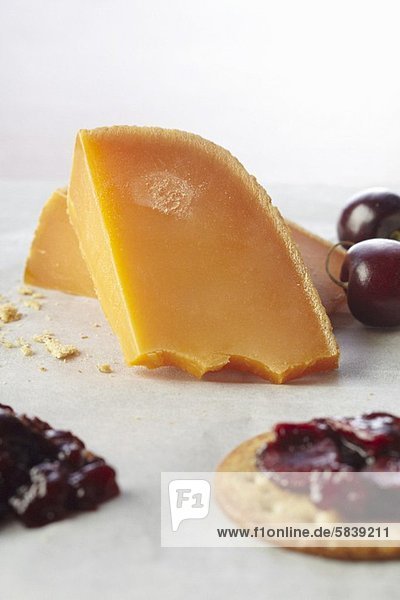 Cherry Compote on a Cracker with Cheddar Cheese
