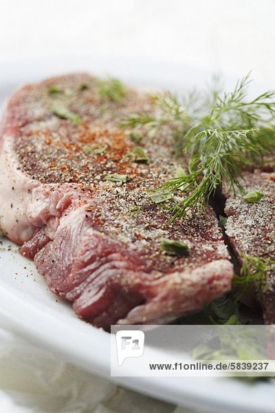 Seasoned Steaks Ready to be Cooked