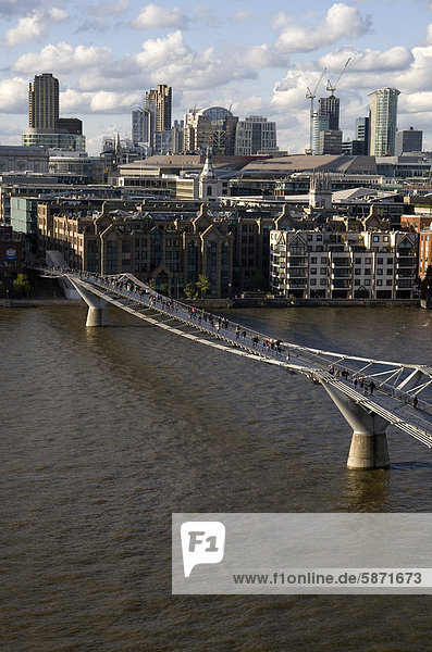 Cityscape  River Thames  Millennium Bridge  London  England  United Kingdom  Europe