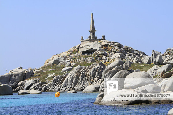 Monument in honour of the shipwrecked of the French Frigate Semillante  Lavezzi Islands Nature Reserve  southern Corsica  Corsica  France  Europe