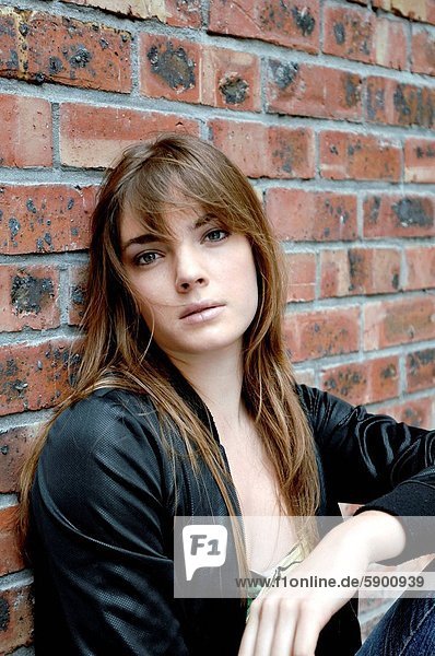 Portrait of a young woman looking serious