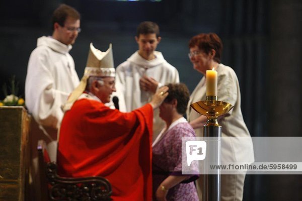 Adult confirmation in Reims cathedral  Reims  Marne  France  Europe