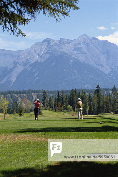 Banff Springs Golf Club  Rocky Mountains near Banff  Alberta  Canada  North America