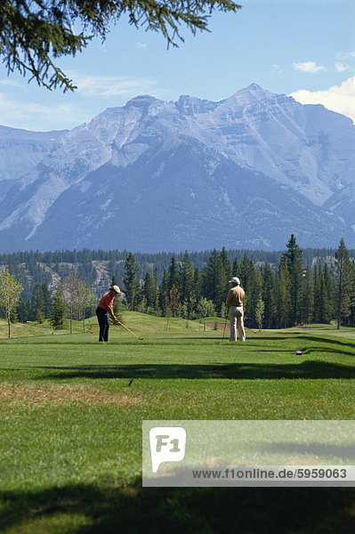 Banff Springs Golf Club  Rocky Mountains near Banff  Alberta  Canada  North America