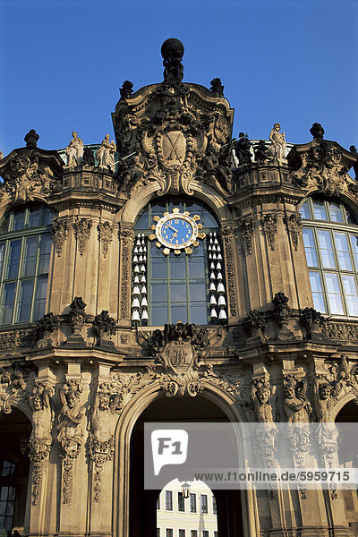Glockenspieltor (Clock Tower)  Zwinger  Dresden  Sachsen  Deutschland  Europa