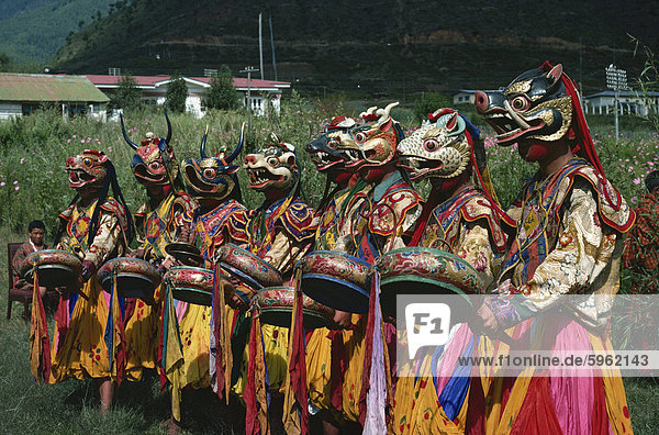Bhutanischen Tänzern  Bhutan  Asien