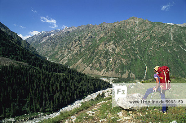 Guide in the Ala Archa Canyon  Tien Shan Mountains  Kyrgyzstan  Central Asia  Asia