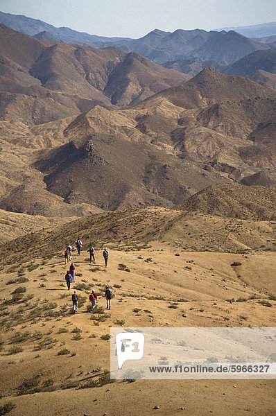 Trekkers  Siroua Massif  Anti Altas Range  Morocco  North Africa  Africa
