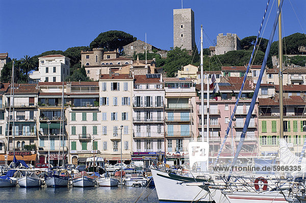 Le Suquet und den Hafen  Altstadt  Cannes  Alpes Maritimes  Cote d ' Azur  Côte d ' Azur  Provence  Frankreich  Mediterranean  Europa