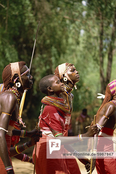 Samburu dancing  Kenya  East Africa  Africa