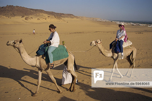Touristen auf Kamel Trekking  Aswan  Ägypten  Nordafrika  Afrika