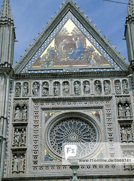Ecke Ecken Europa flirten Kathedrale Fassade Hausfassade Jahrhundert Italien Orvieto Umbrien