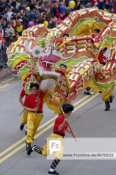 Dragon Dance  Chinesisches Neujahr-Karneval  Hong Kong  China  Asien