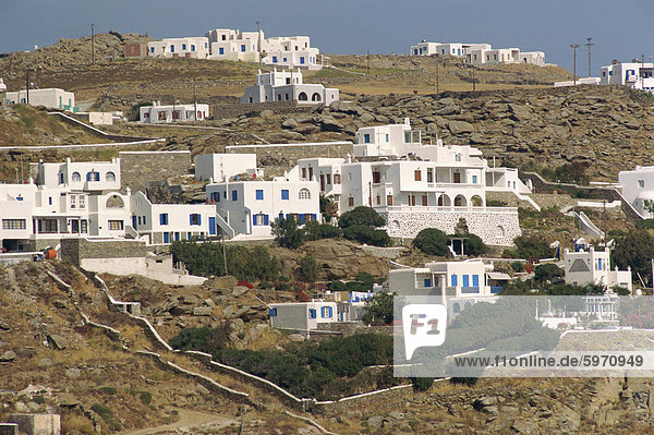 Europa Felsen Landschaft Gebäude Villa Kykladen Griechenland Griechische Inseln Mykonos
