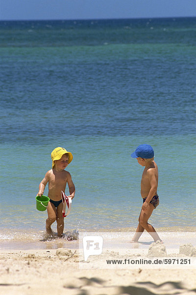 Children on the beach at the Half Moon Club  Montego Bay  Jamaica  West Indies  Caribbean  Central America