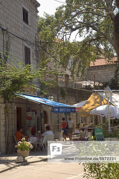 Pavement cafe  Cavtat  Dalmatia  Croatia  Europe