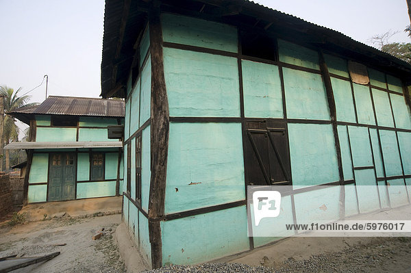 Typical Assamese house  Kurua village  Assam  India  Asia