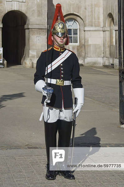 Guard duty  Horseguards  Whitehall  London  England  United Kingdom  Europe