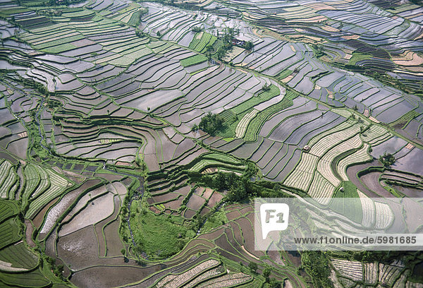 Luftbild der östlichen Region der Insel Bali  Indonesien  Südostasien  Asien