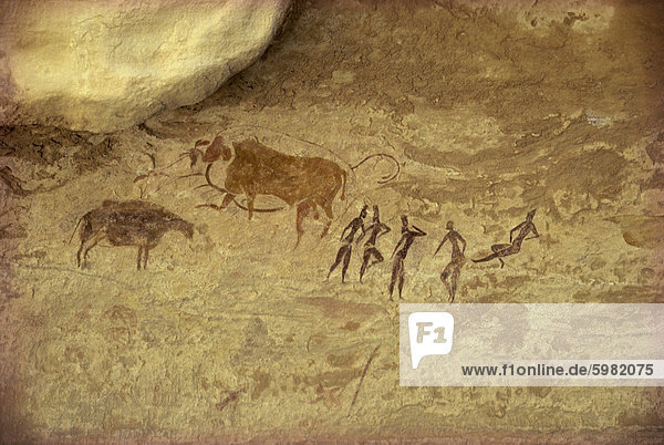 Felszeichnungen auf dem Tassili-Plateau  Jabban  Nord-Afrika  Sahara  Algerien  Afrika