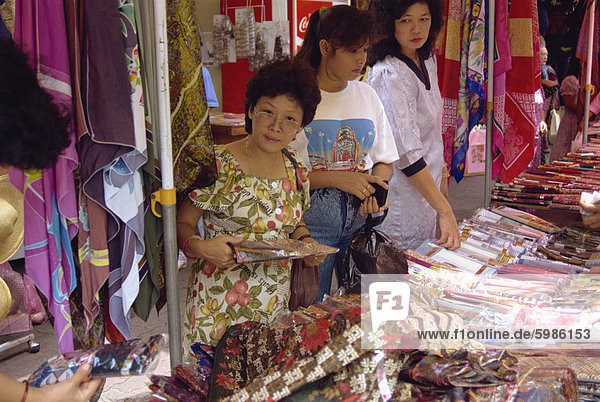 Fabric stall  Chinatown  Georgetown  Penang  Malaysia  Southeast Asia  Asia